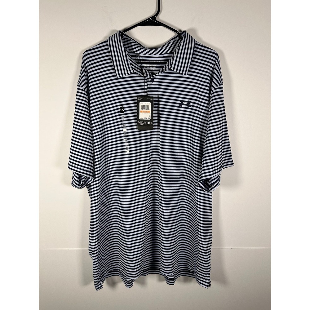 Under Armour Polo Shirt Mens 3XL Playoff 3.0 Stripe Navy White UPF40 Loose Fit